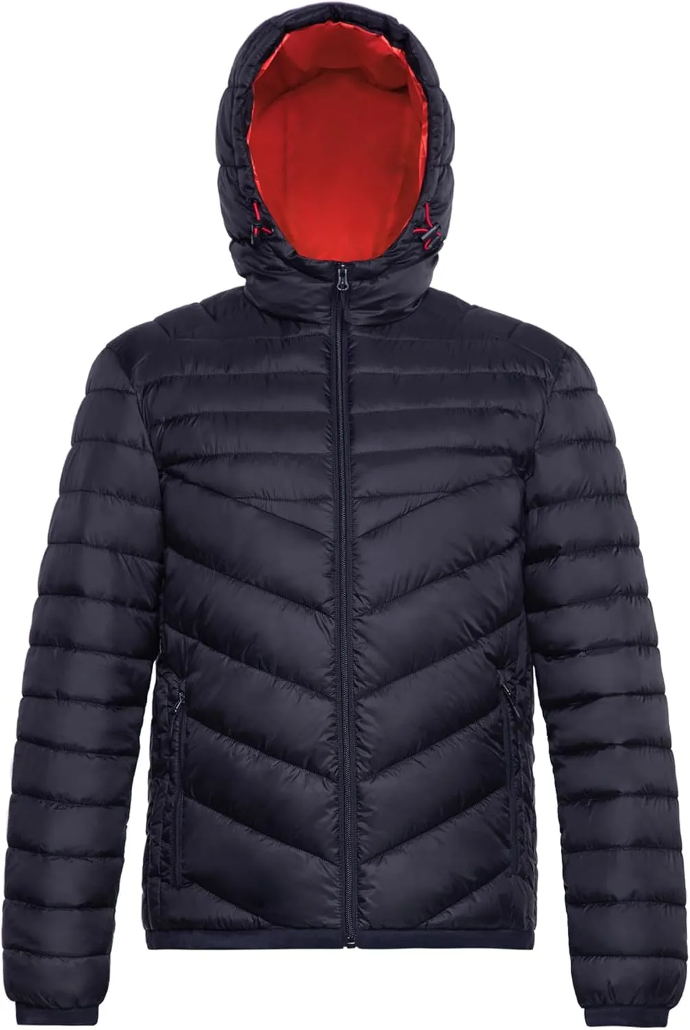Rokka&Rolla Men's Lightweight Puffer Jacket Water-Resistant Hooded Winter Coat