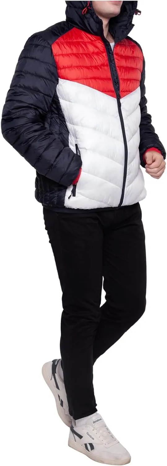 Rokka&Rolla Men's Lightweight Puffer Jacket Water-Resistant Hooded Winter Coat