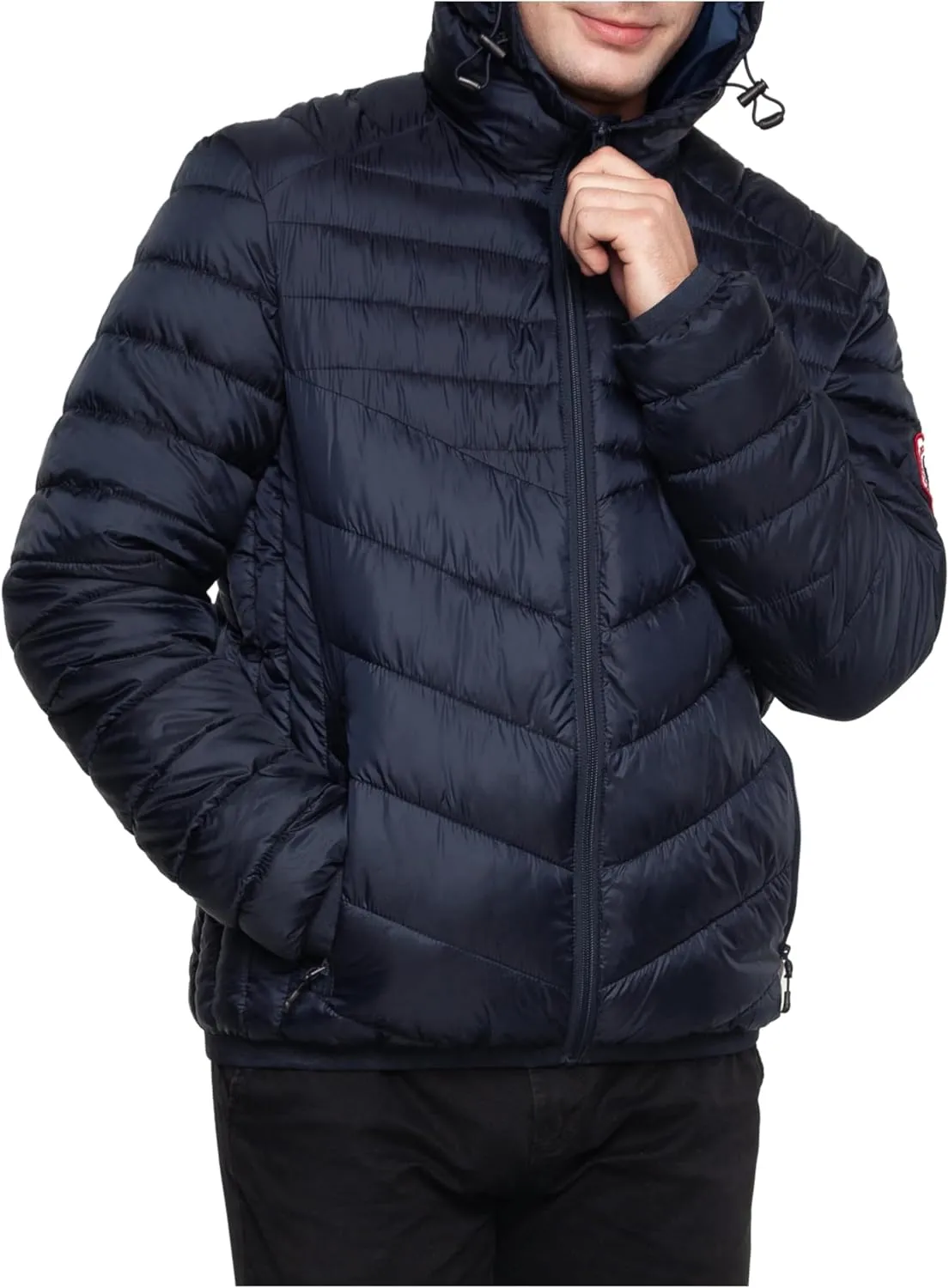 Rokka&Rolla Men's Lightweight Puffer Jacket Water-Resistant Hooded Winter Coat