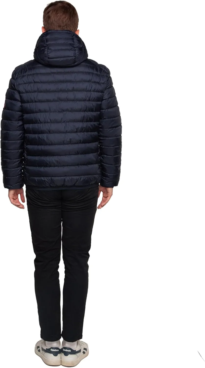 Rokka&Rolla Men's Lightweight Puffer Jacket Water-Resistant Hooded Winter Coat