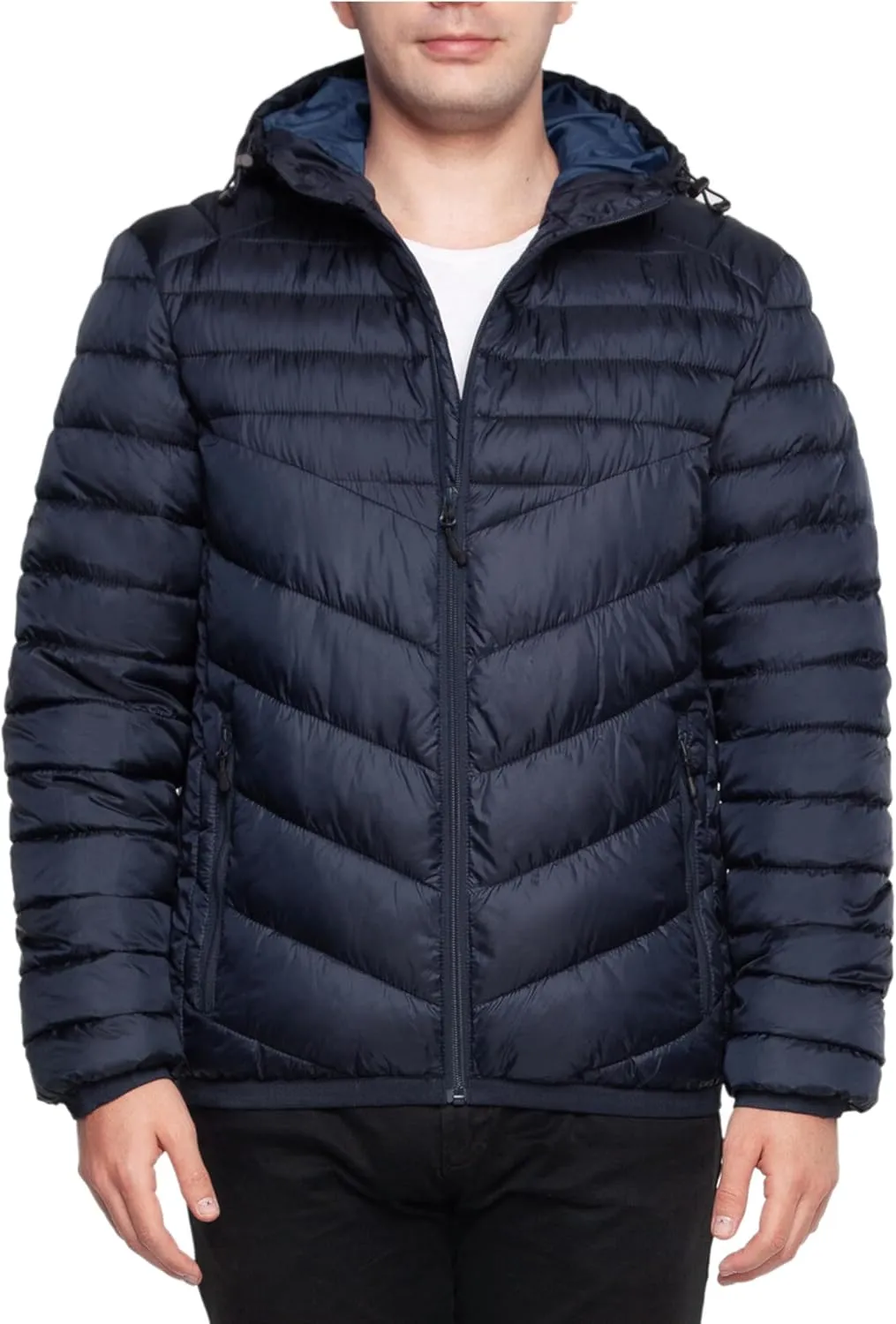 Rokka&Rolla Men's Lightweight Puffer Jacket Water-Resistant Hooded Winter Coat