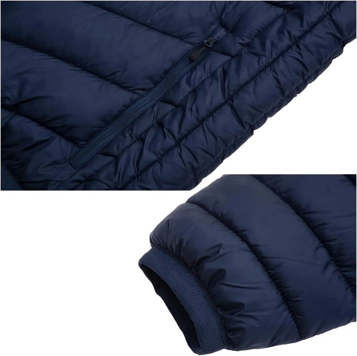 Rokka&Rolla Men's Lightweight Puffer Jacket Water-Resistant Hooded Winter Coat