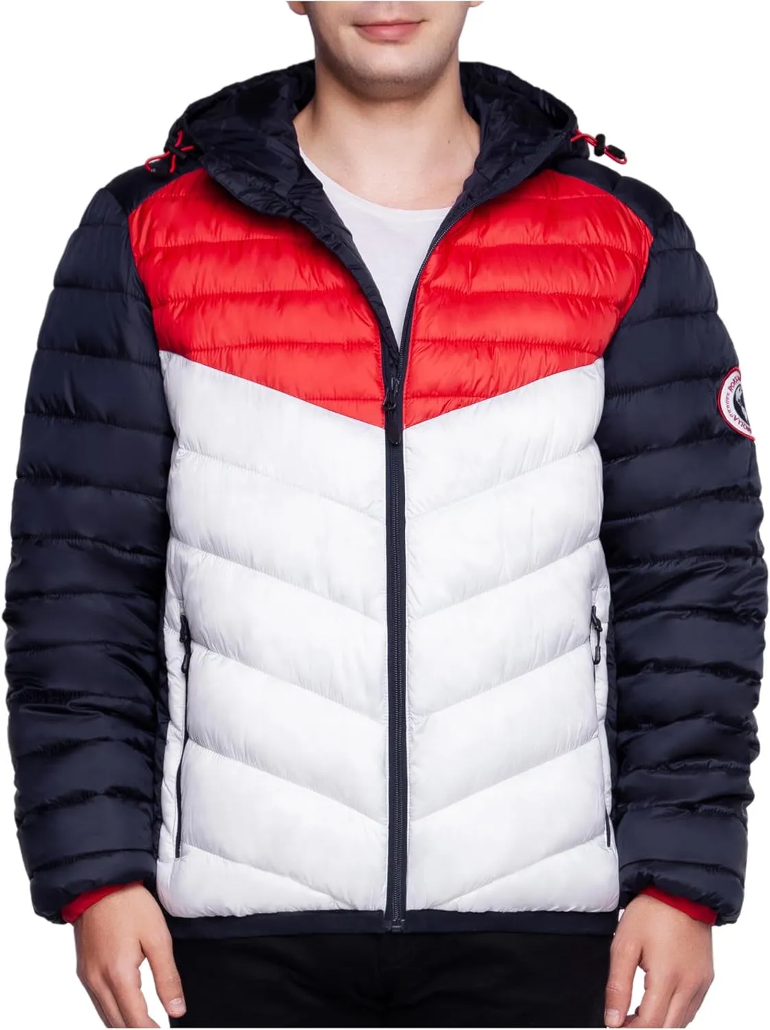 Rokka&Rolla Men's Lightweight Puffer Jacket Water-Resistant Hooded Winter Coat