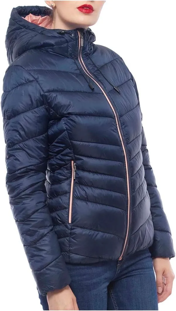 Rokka&Rolla Women's Lightweight Puffer Jacket Water-Resistant Hooded Winter Coat
