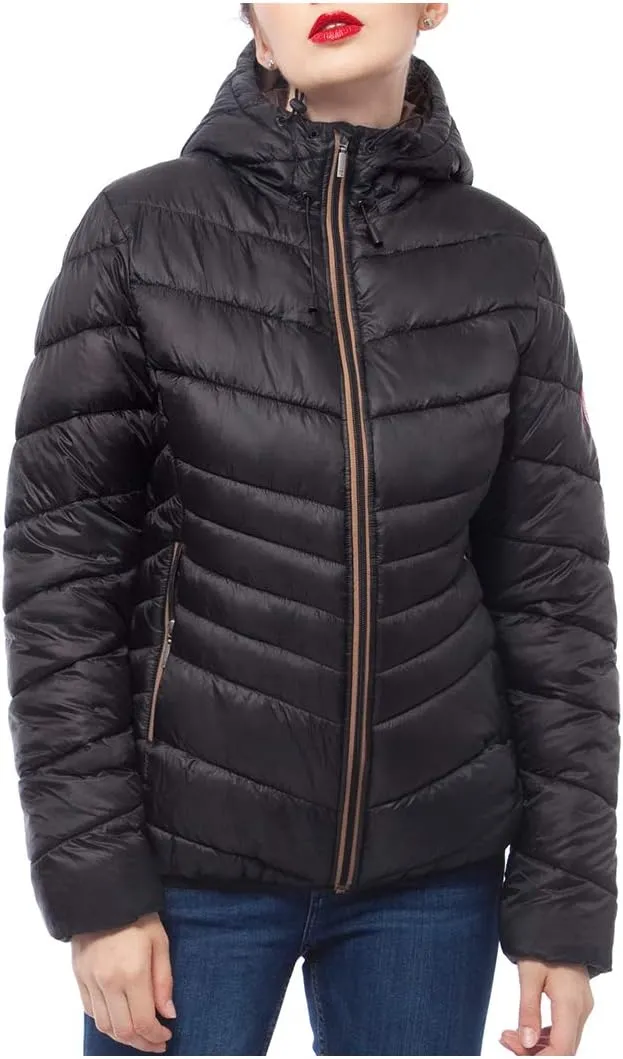 Rokka&Rolla Women's Lightweight Puffer Jacket Water-Resistant Hooded Winter Coat