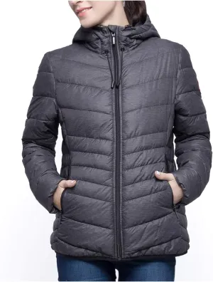Rokka&Rolla Women's Lightweight Puffer Jacket Water-Resistant Hooded Winter Coat