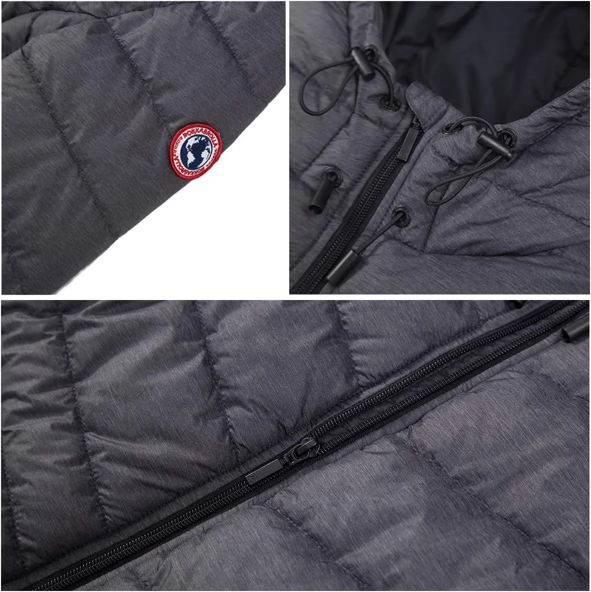Rokka&Rolla Women's Lightweight Puffer Jacket Water-Resistant Hooded Winter Coat
