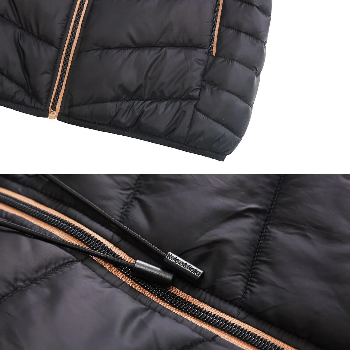 Rokka&Rolla Women's Lightweight Puffer Jacket Water-Resistant Hooded Winter Coat
