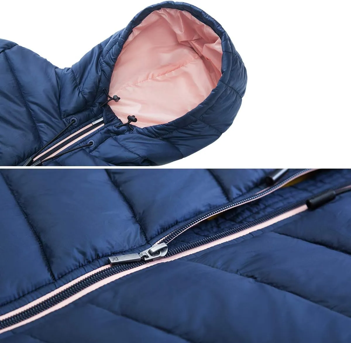 Rokka&Rolla Women's Lightweight Puffer Jacket Water-Resistant Hooded Winter Coat