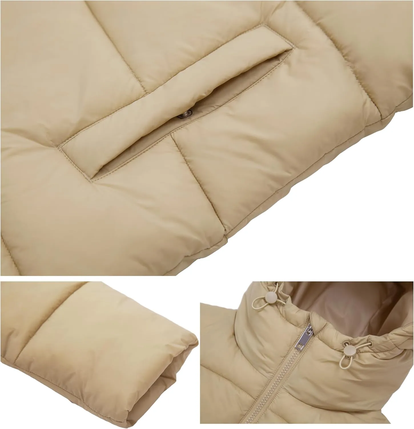 Rokka&Rolla Women's Lightweight Water-Resistant Puffer Jacket Hooded Winter Long Coat
