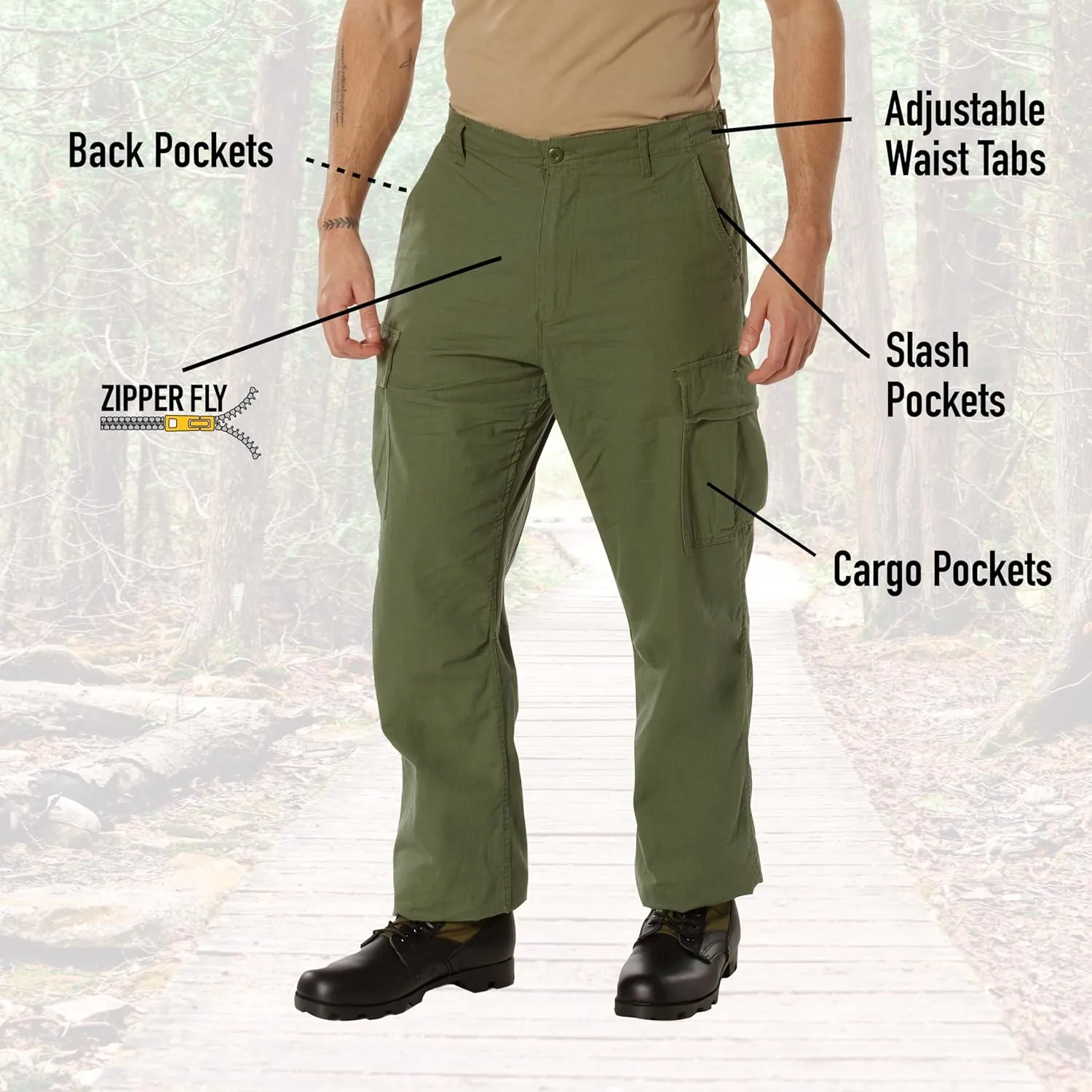 Rothco Vintage Vietnam Rip-Stop Fatigue Pants Camo Cargo Pants