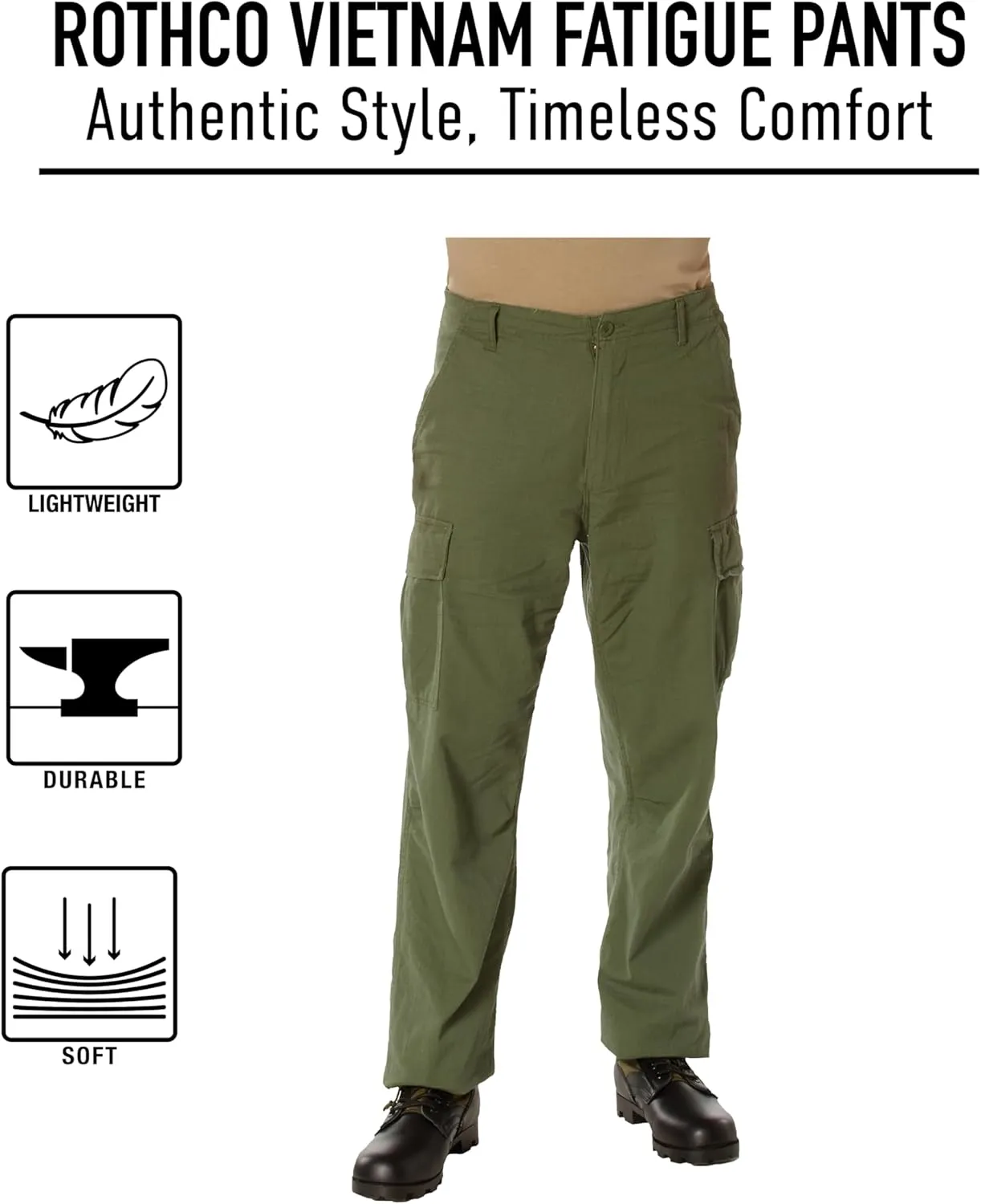 Rothco Vintage Vietnam Rip-Stop Fatigue Pants Camo Cargo Pants