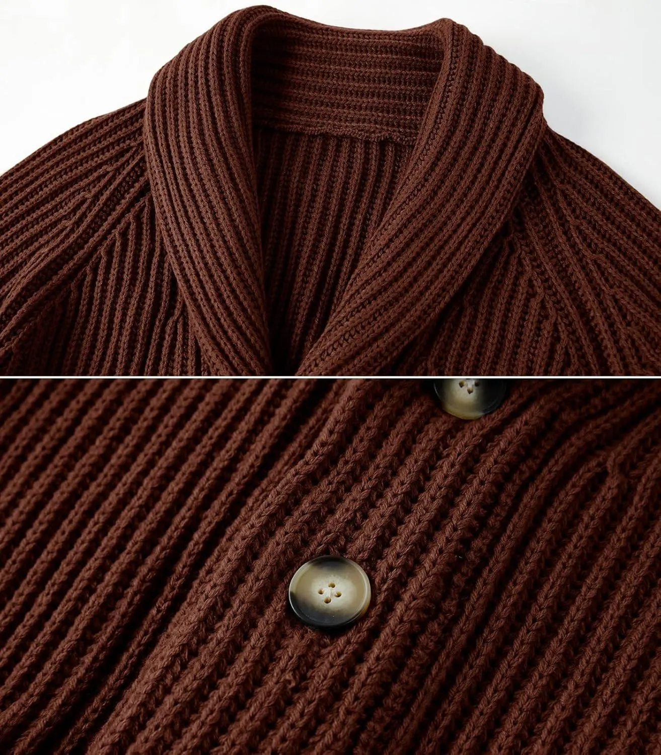 Ryannology Mens Shawl Neck Cardigan Sweater Cable Knit Zip Up Closure with Pockets Winter Sweaters Outerwear