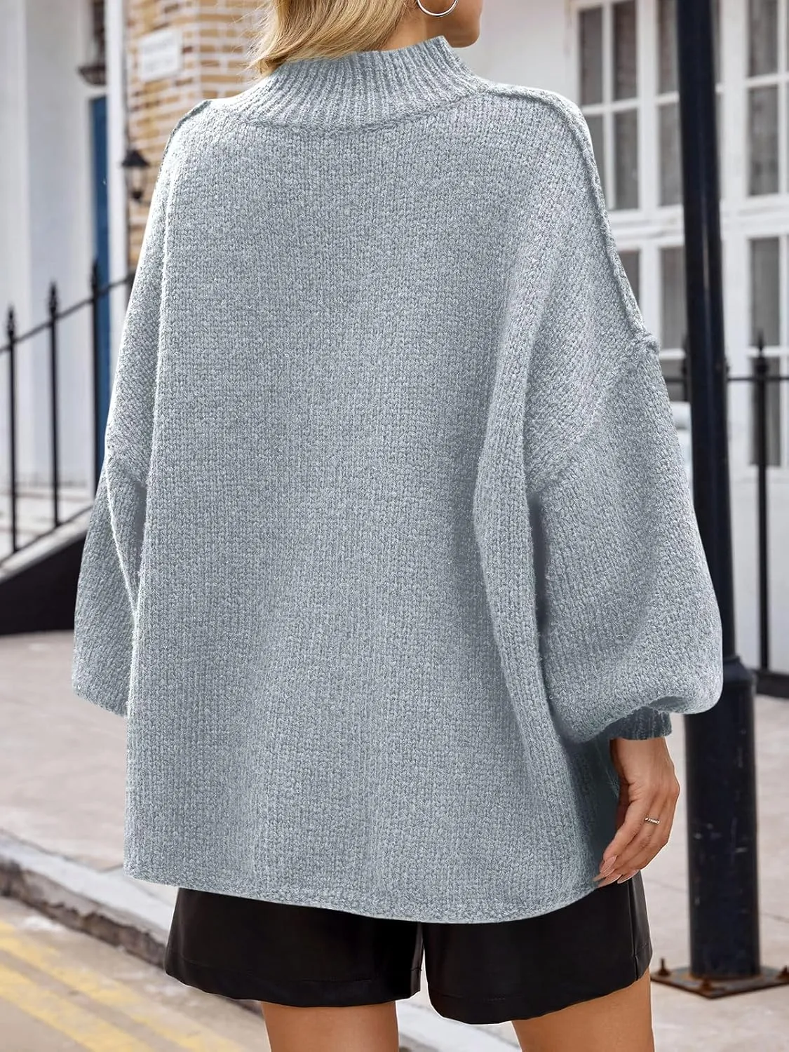 Saodimallsu Womens Oversized Sweaters Mock Neck Batwing Long Sleeve 2024 Fall Trendy Ribbed Knit Casual Tunic Sweater