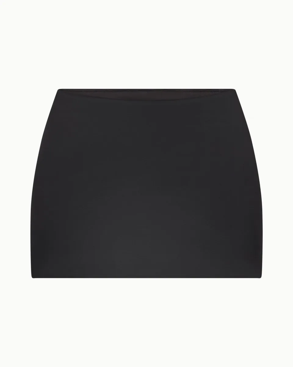 Satin Ultra Mini Swim Skirt | Black