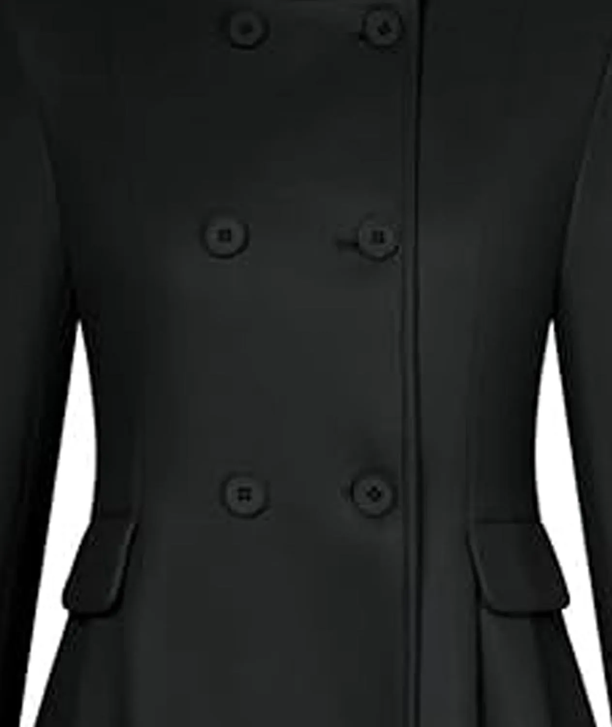 SEMATOMALA Women's Winter Wool Blend Swing Dress Coat Stand Collar Double Breasted Trench Coat A Line Pea Coat