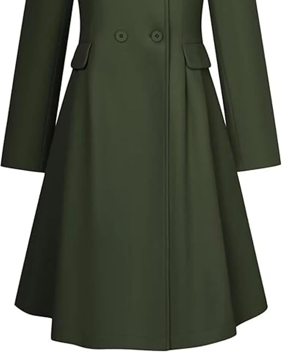 SEMATOMALA Women's Winter Wool Blend Swing Dress Coat Stand Collar Double Breasted Trench Coat A Line Pea Coat