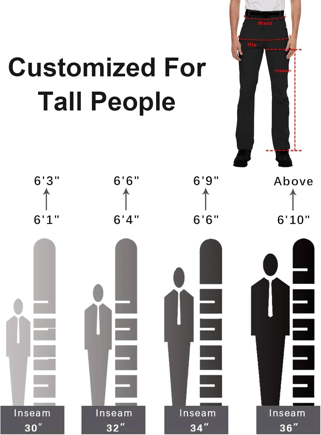 SEVEGO 30"/32"/34"/36" Inseam Men's Tall Hiking Pants Quick Dry Outdoor Waterproof Fishing Cargo Pants with Belt 5 Pockets
