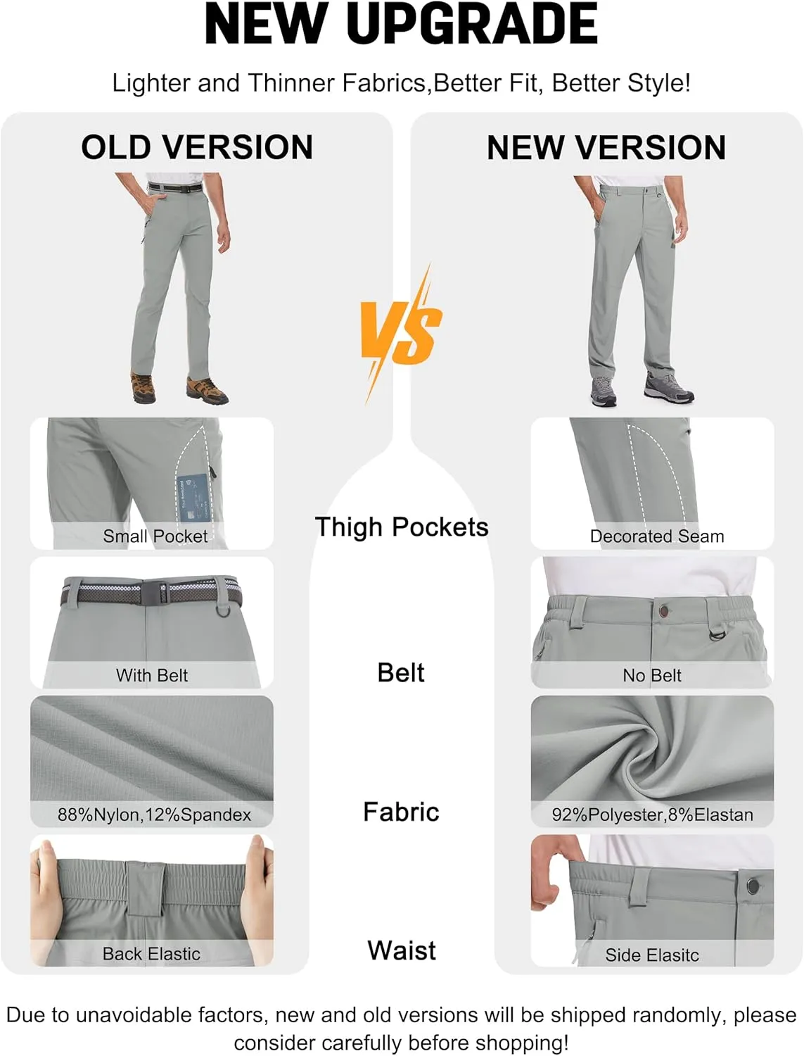 SEVEGO 30"/32"/34"/36" Inseam Men's Tall Hiking Pants Quick Dry Outdoor Waterproof Fishing Cargo Pants with Belt 5 Pockets