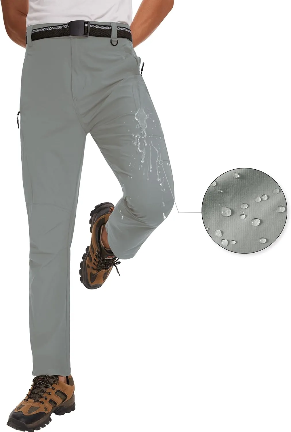 SEVEGO 30"/32"/34"/36" Inseam Men's Tall Hiking Pants Quick Dry Outdoor Waterproof Fishing Cargo Pants with Belt 5 Pockets