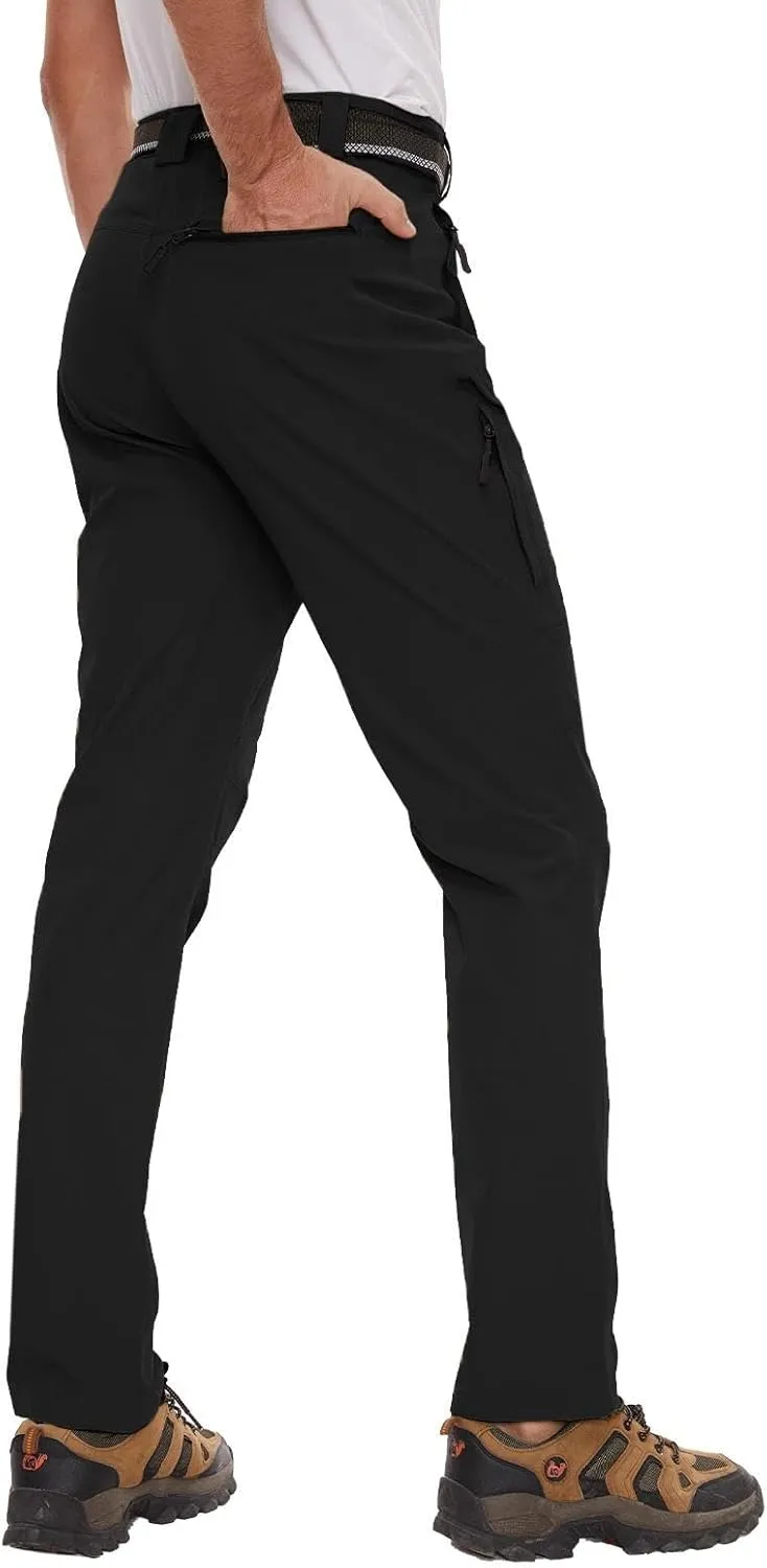 SEVEGO 30"/32"/34"/36" Inseam Men's Tall Hiking Pants Quick Dry Outdoor Waterproof Fishing Cargo Pants with Belt 5 Pockets