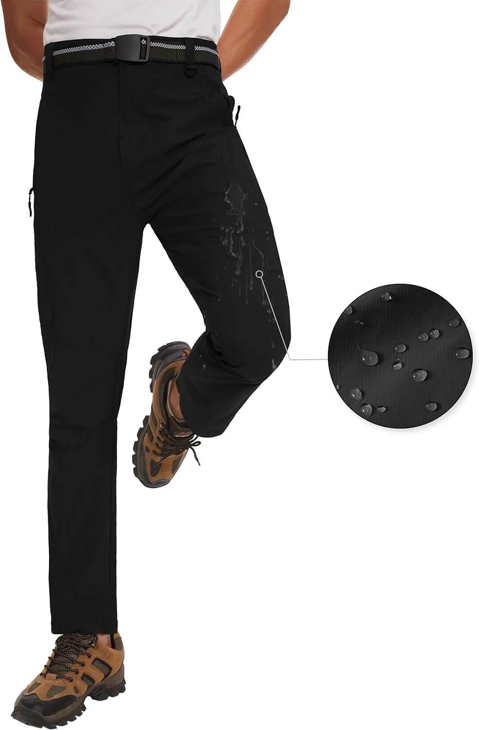 SEVEGO 30"/32"/34"/36" Inseam Men's Tall Hiking Pants Quick Dry Outdoor Waterproof Fishing Cargo Pants with Belt 5 Pockets