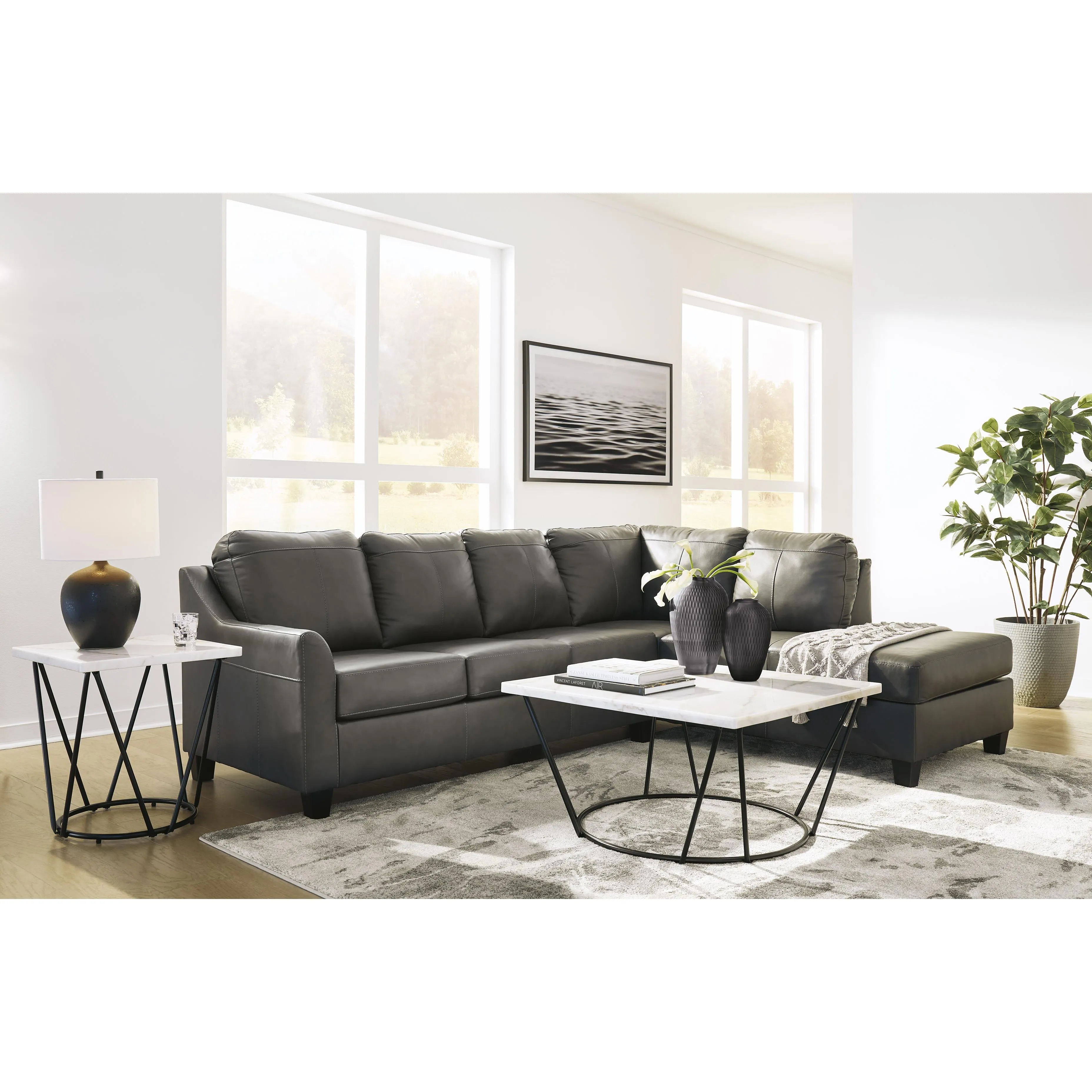 Signature Design by Ashley Valderno Leather 2 pc Sectional 4780466C/4780417C