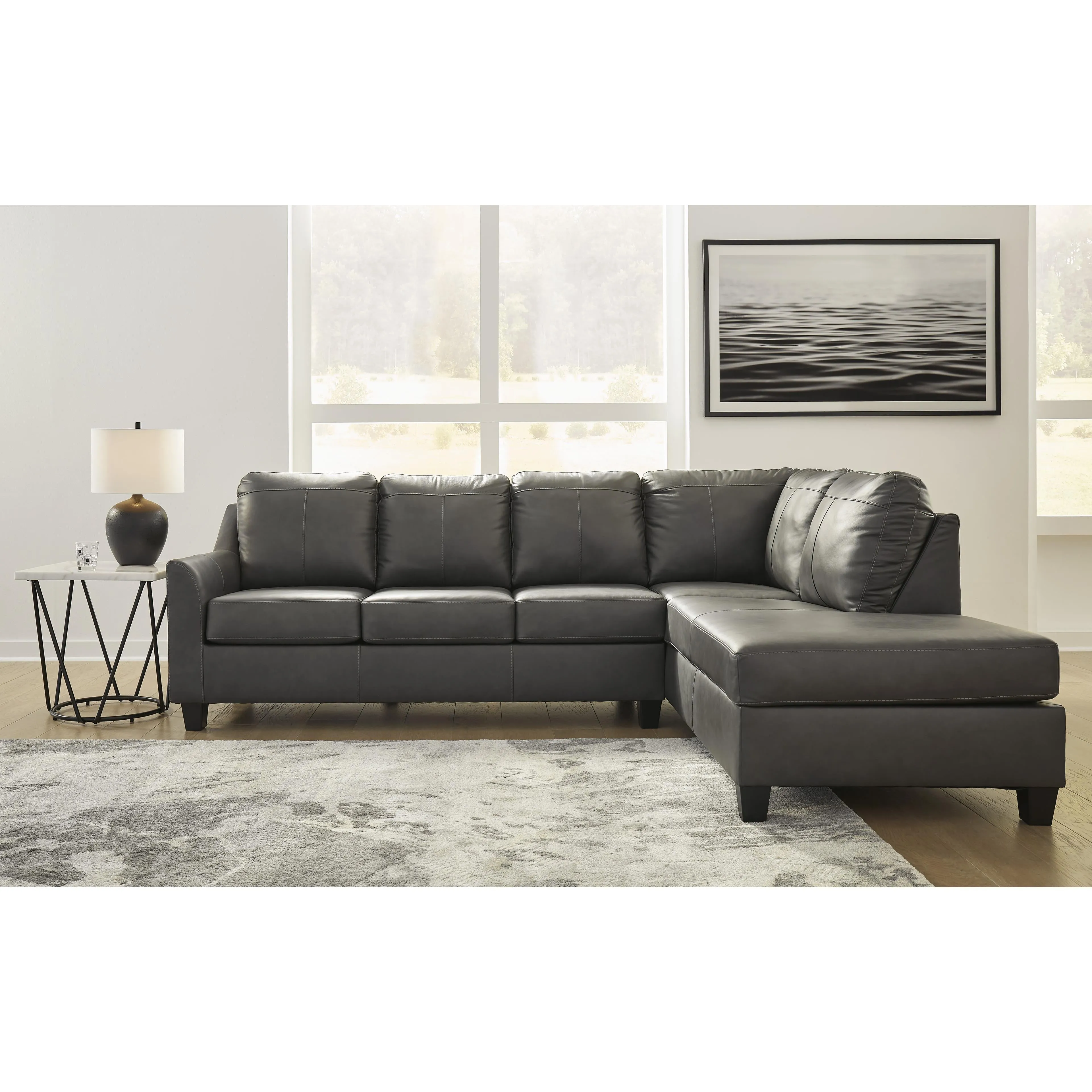 Signature Design by Ashley Valderno Leather 2 pc Sectional 4780466C/4780417C