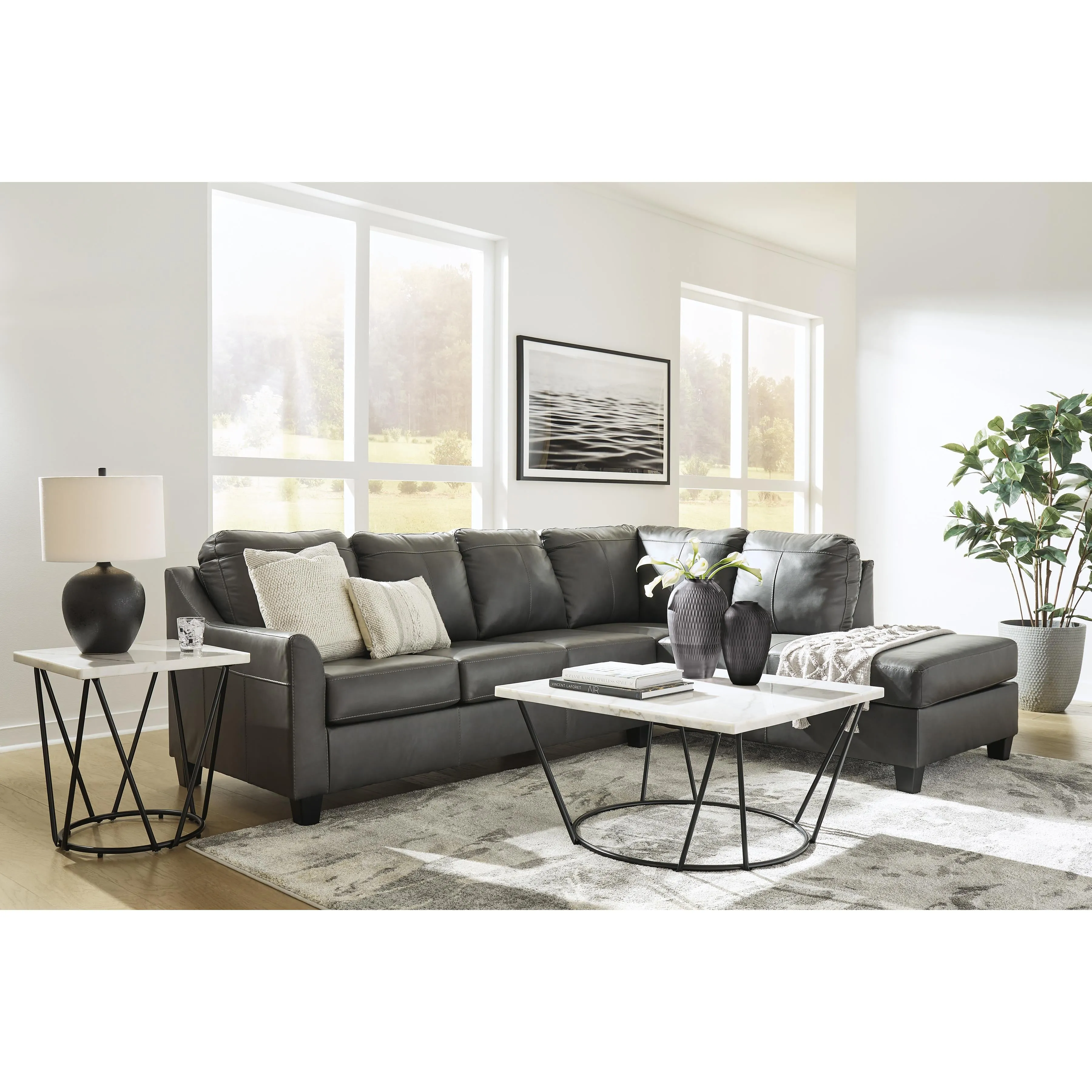 Signature Design by Ashley Valderno Leather 2 pc Sectional 4780466C/4780417C