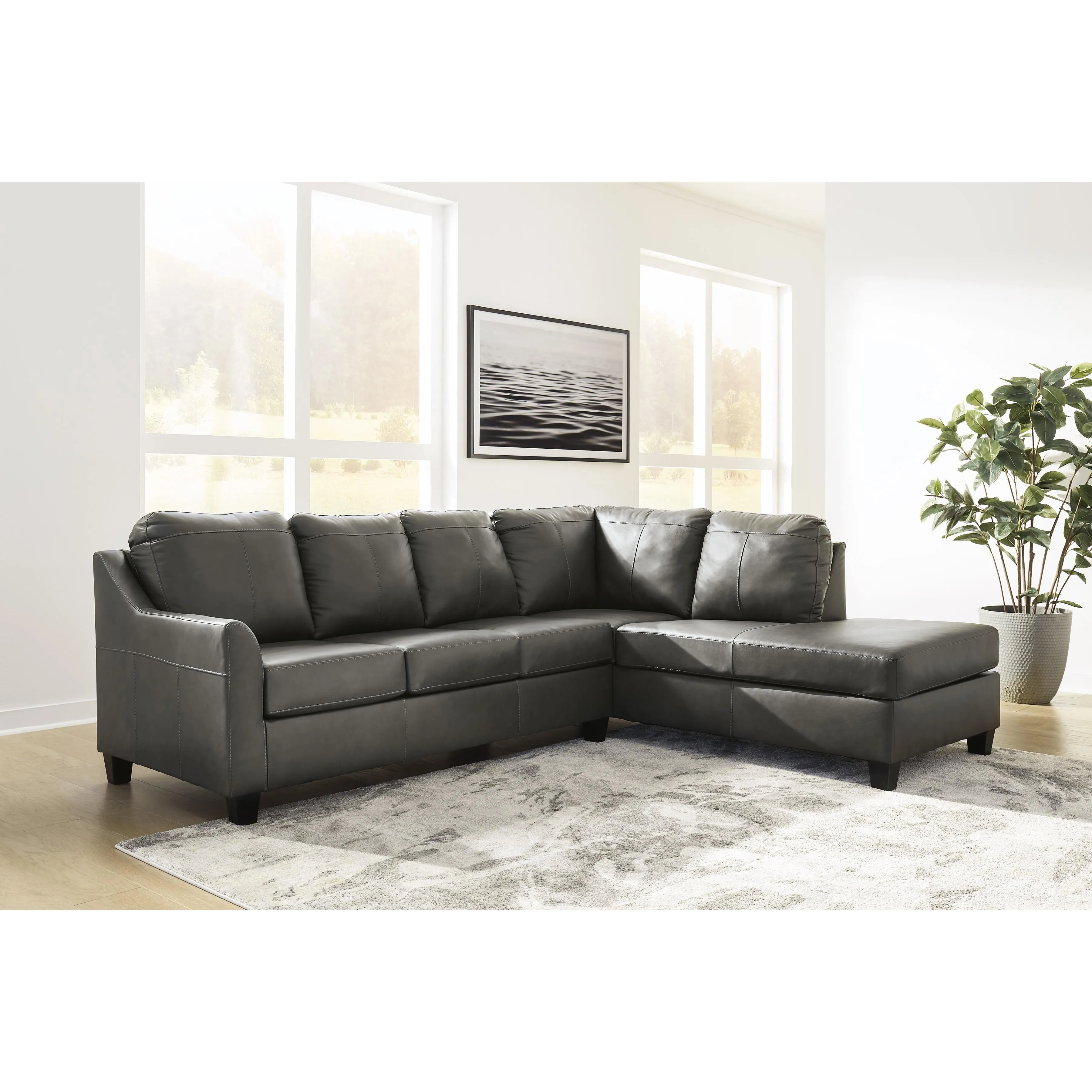 Signature Design by Ashley Valderno Leather 2 pc Sectional 4780466C/4780417C
