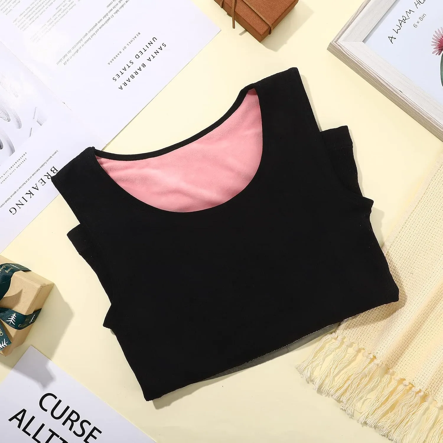 Sintege 2 Pcs Thermal Tank Top Womens Fleece Lined Underwear Tops Undershirt for Women Cotton Blend Cami Warm Base Layer Vest
