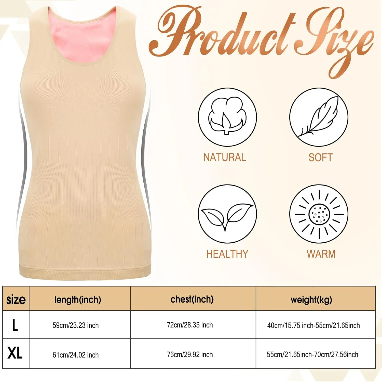 Sintege 2 Pcs Thermal Tank Top Womens Fleece Lined Underwear Tops Undershirt for Women Cotton Blend Cami Warm Base Layer Vest