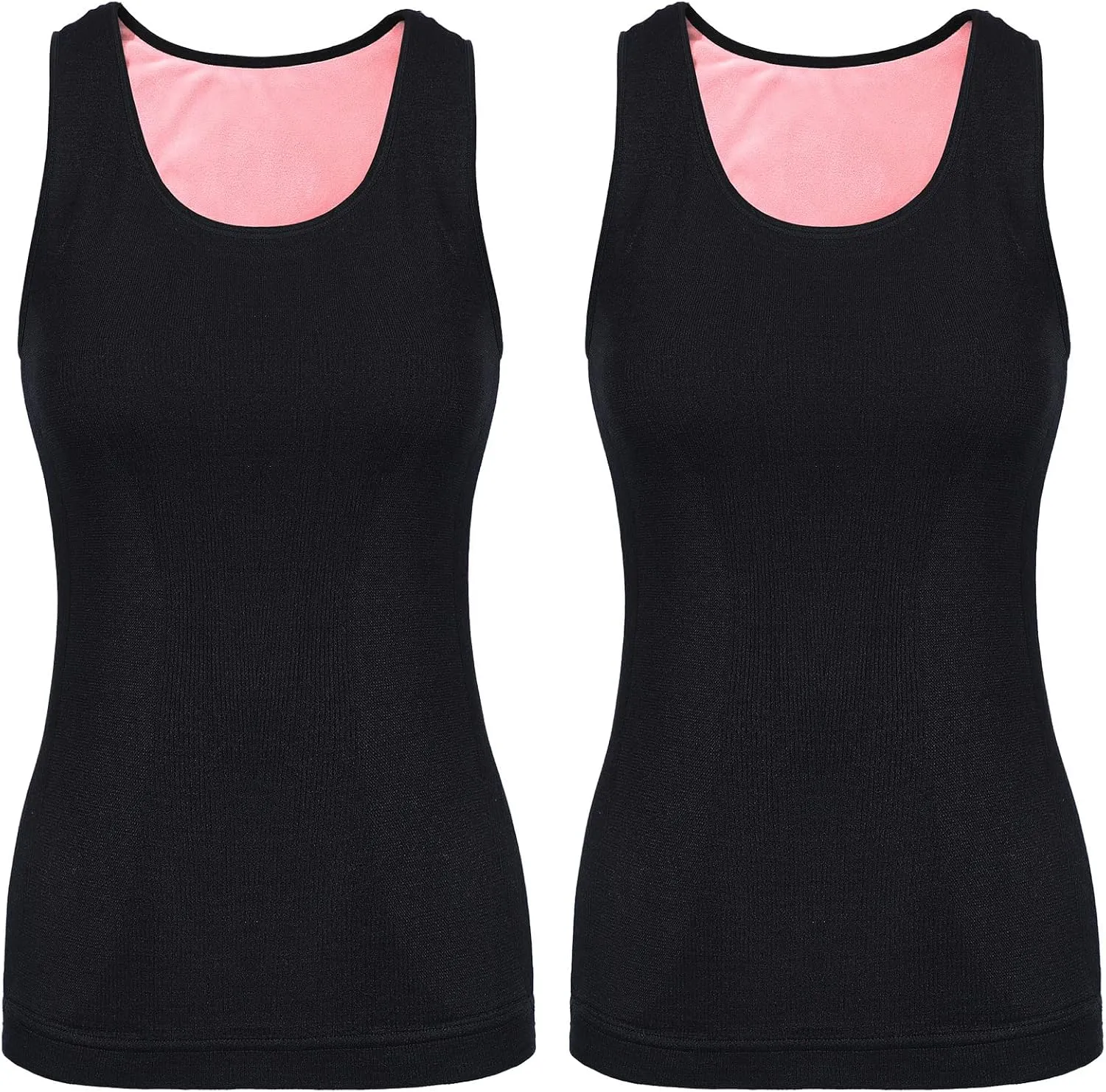 Sintege 2 Pcs Thermal Tank Top Womens Fleece Lined Underwear Tops Undershirt for Women Cotton Blend Cami Warm Base Layer Vest
