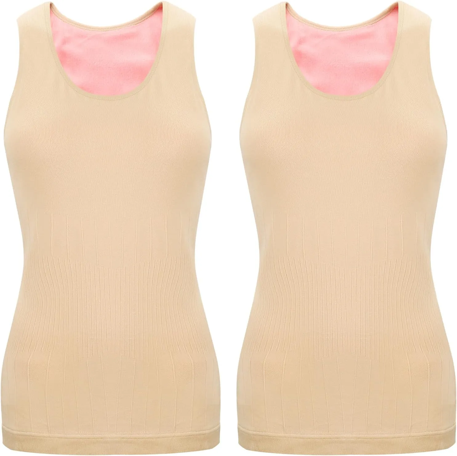 Sintege 2 Pcs Thermal Tank Top Womens Fleece Lined Underwear Tops Undershirt for Women Cotton Blend Cami Warm Base Layer Vest