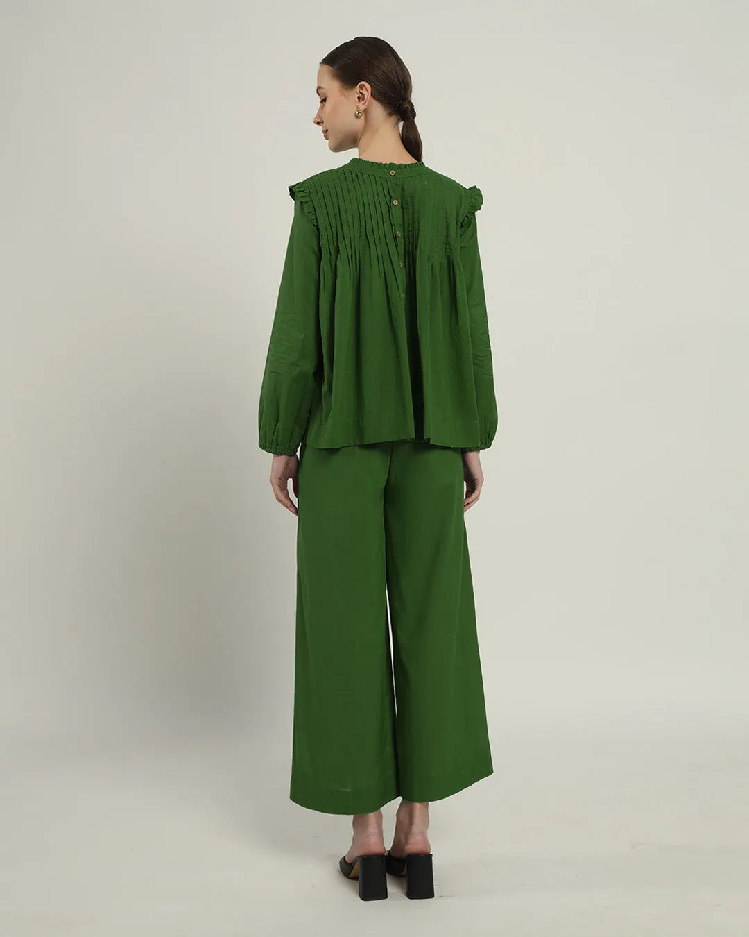 Sleek Peplum Duo Emerald Top (Without Bottoms)