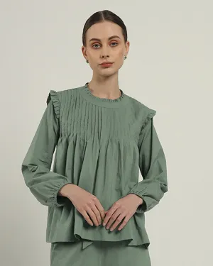Sleek Peplum Duo Mint Top (Without Bottoms)