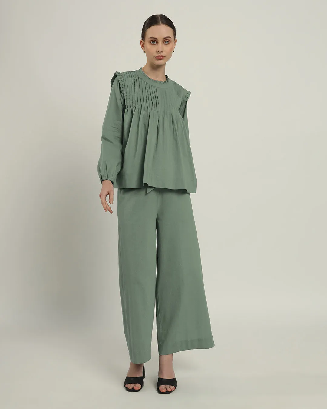 Sleek Peplum Duo Mint Top (Without Bottoms)