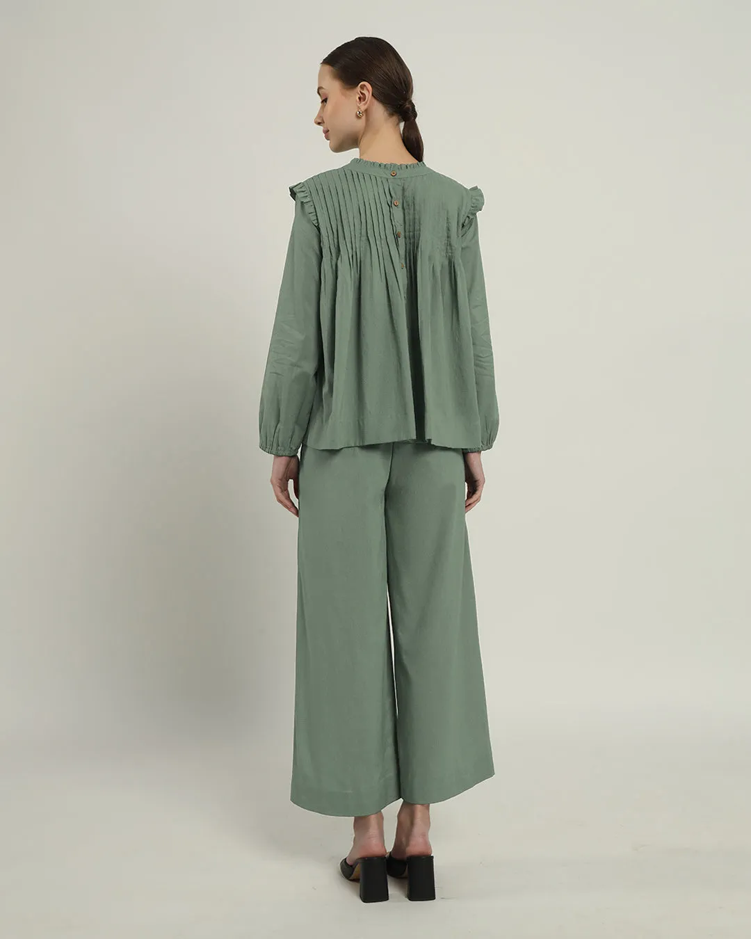 Sleek Peplum Duo Mint Top (Without Bottoms)