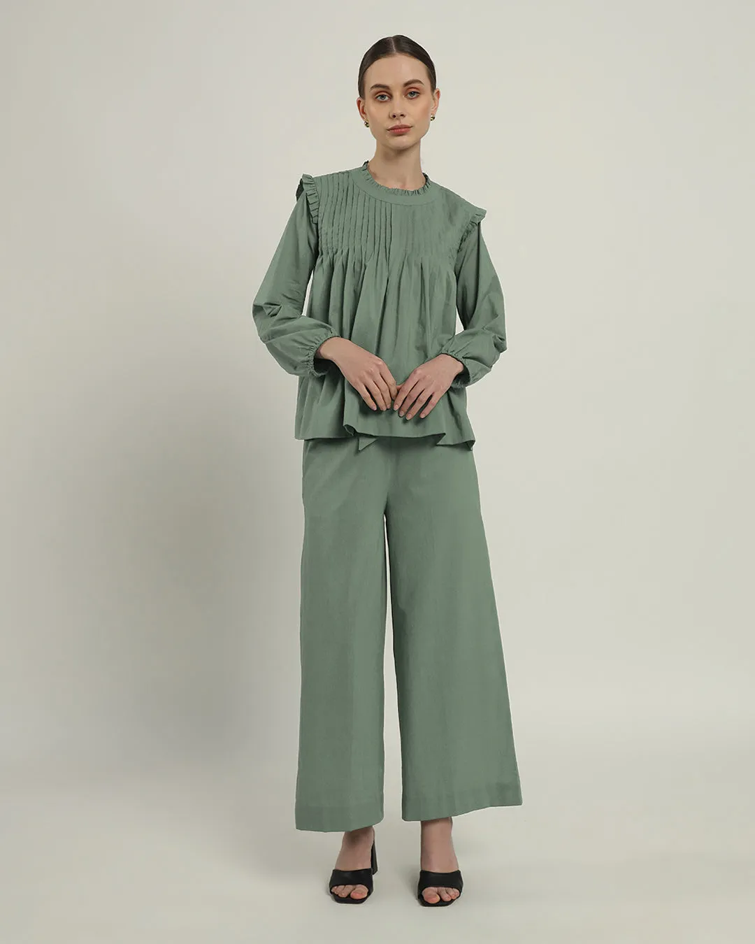 Sleek Peplum Duo Mint Top (Without Bottoms)