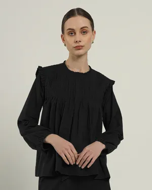 Sleek Peplum Duo Noir Top (Without Bottoms)