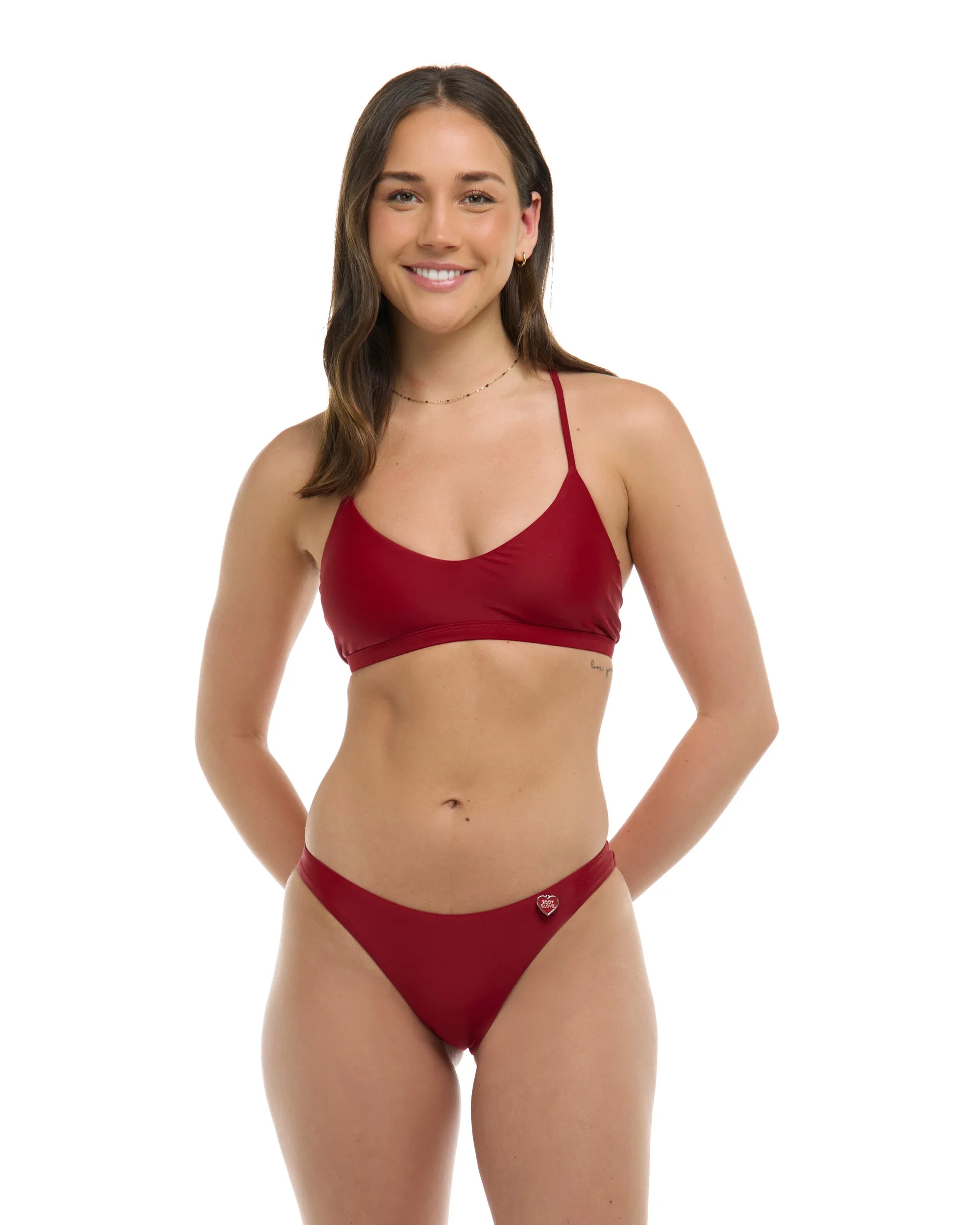 Smoothies Ruth Fixed Triangle Swim Top - Cranberry
