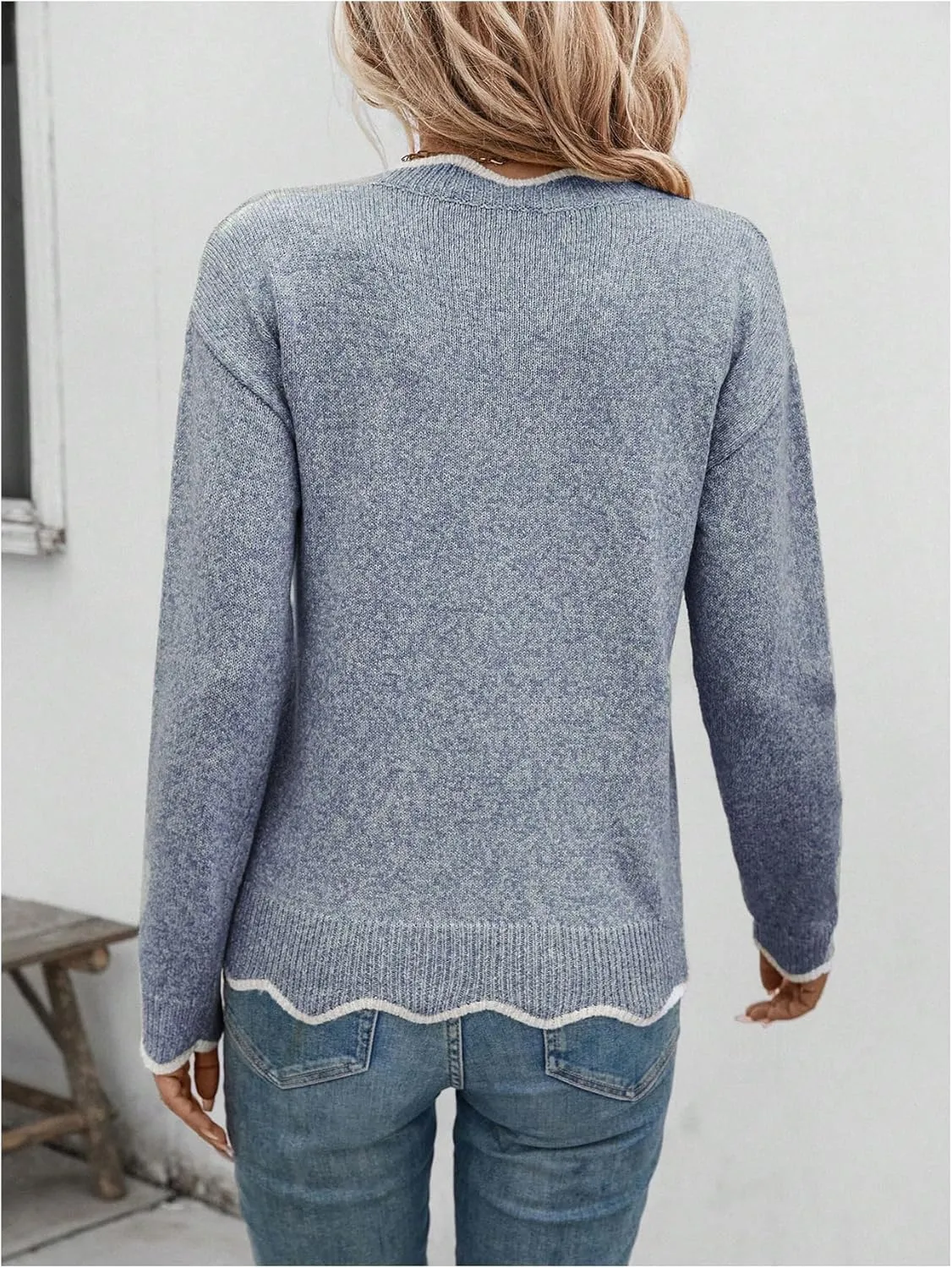 SOLY HUX Women's Long Sleeve Sweaters V Neck Knitted Sweater Tops Loose Jumper Pullover Fall Outfits