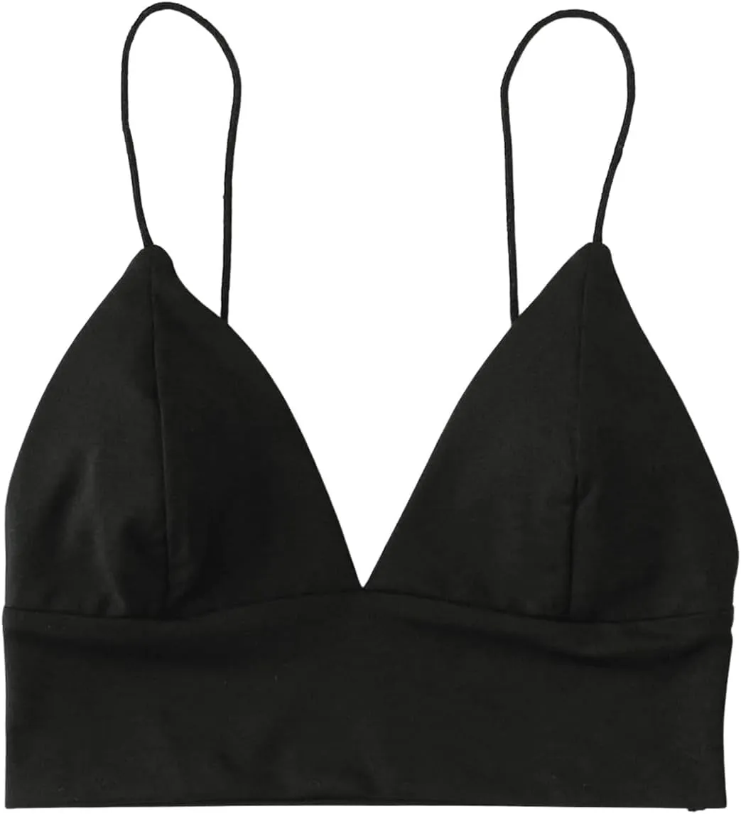 SOLY HUX Women's V Neck Sleeveless Crop Top Spaghetti Strap Cami Tops Slim Fit Summer Camisole