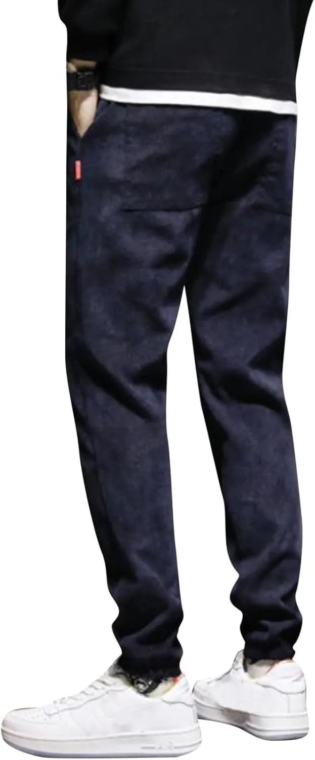 SUWBMHWE Men Joggers Pants, Mens Casual Harlan Pants Lace-up Track Cuff Solid Color Workout Pants with Pocket