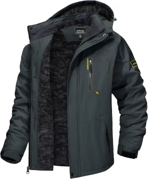 TACVASEN Men's Winter Skiing Jackets Water Resistant Fleece Coats Insulated Thermal Snowboard Jacket Parka Raincoat with Hood