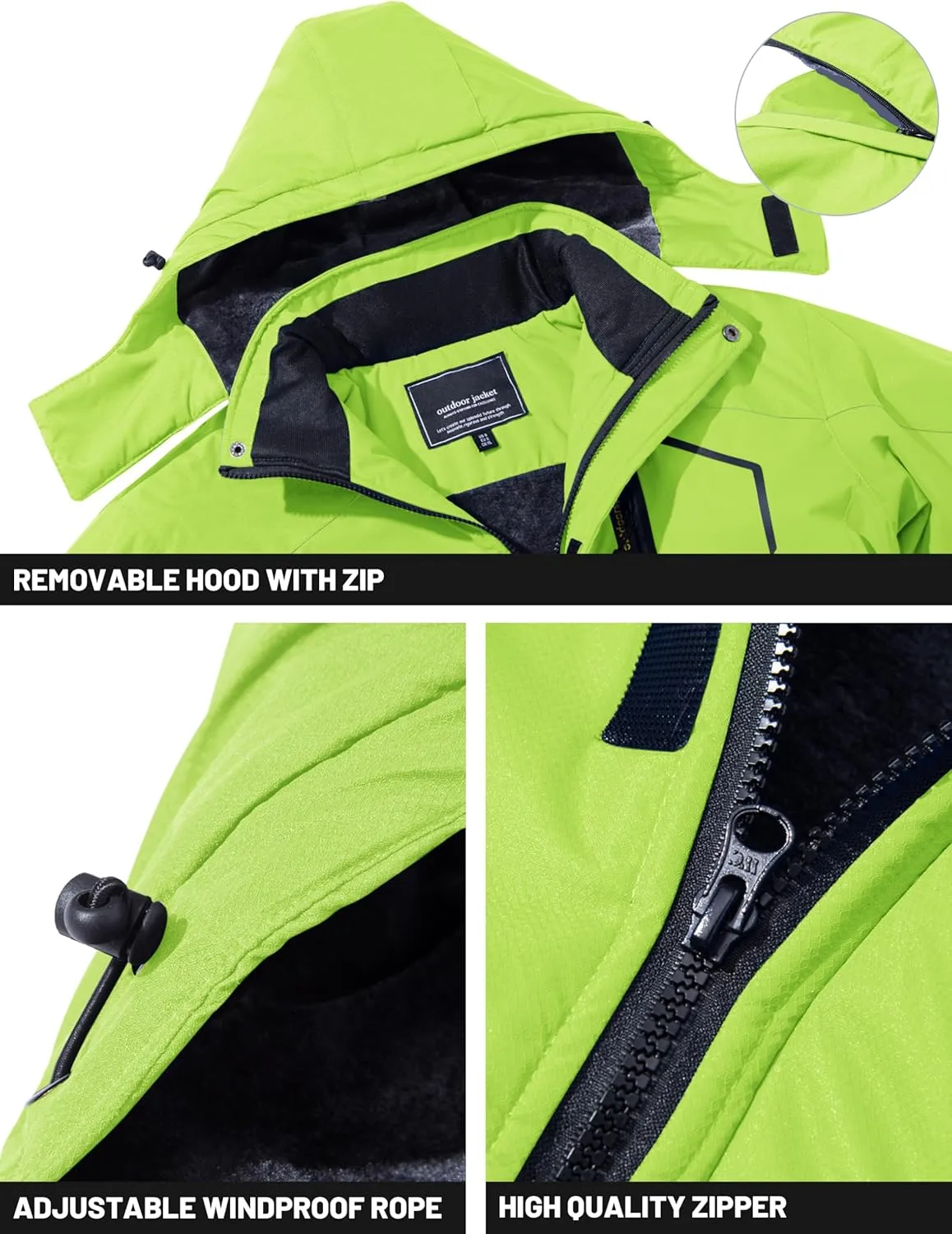 TACVASEN Men's Winter Skiing Jackets Water Resistant Fleece Coats Insulated Thermal Snowboard Jacket Parka Raincoat with Hood