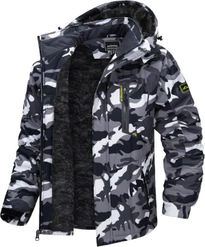 TACVASEN Men's Winter Skiing Jackets Water Resistant Fleece Coats Insulated Thermal Snowboard Jacket Parka Raincoat with Hood