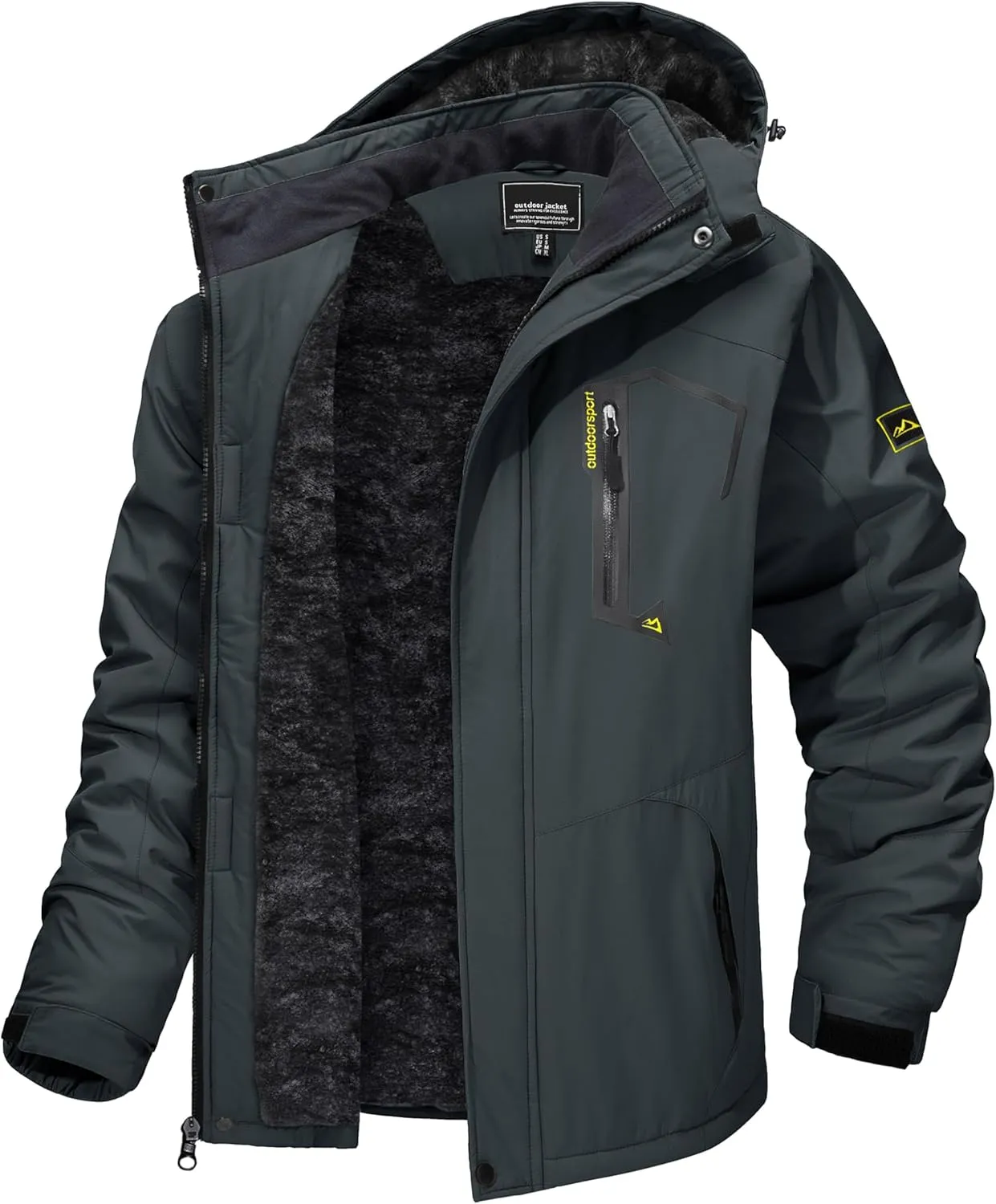 TACVASEN Men's Winter Skiing Jackets Water Resistant Fleece Coats Insulated Thermal Snowboard Jacket Parka Raincoat with Hood