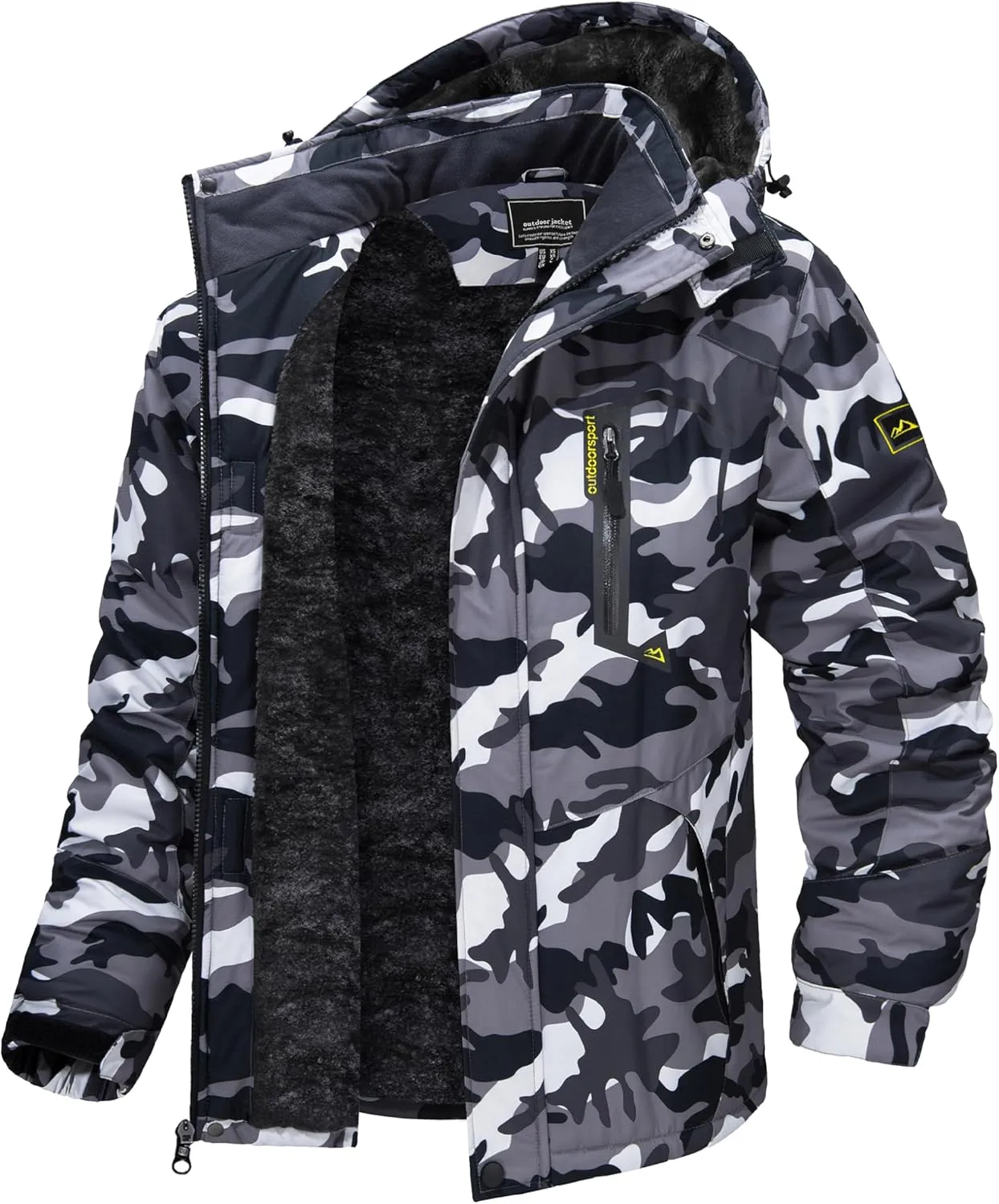 TACVASEN Men's Winter Skiing Jackets Water Resistant Fleece Coats Insulated Thermal Snowboard Jacket Parka Raincoat with Hood