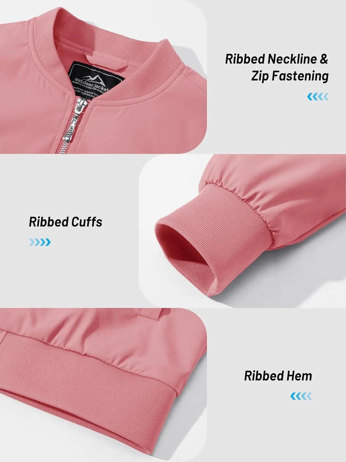 TACVASEN Women's Bomber Jackets Lightweight Casual Jacket Full Zip Windbreaker Fall Jacket